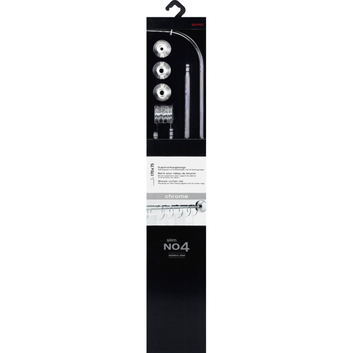 Barre tringle pour rideau de douche d'angle à fixer en Inox SLIM 170x75cm Chromé Spirella