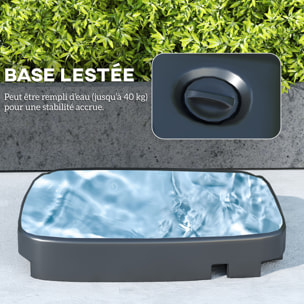 Parasol déporté carré 2,5 x 2,5 m avec base de lestage - inclinaison réglable - métal époxy tissu crème