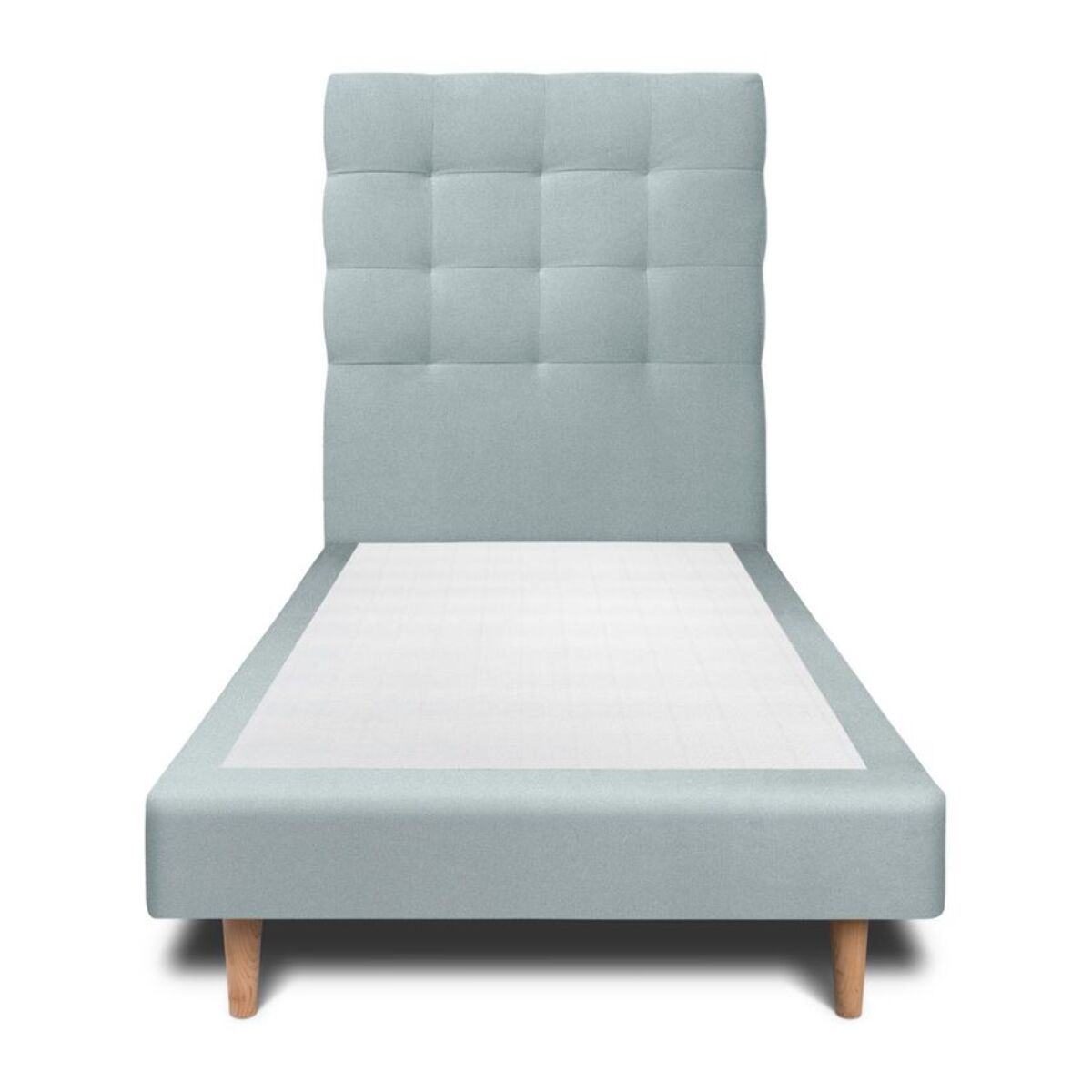 Lit avec tête de lit capitonnée velours et sommier tapissier Ep14
