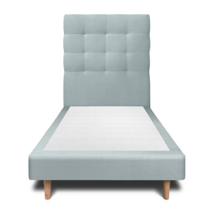 Lit avec tête de lit capitonnée velours et sommier tapissier Ep14