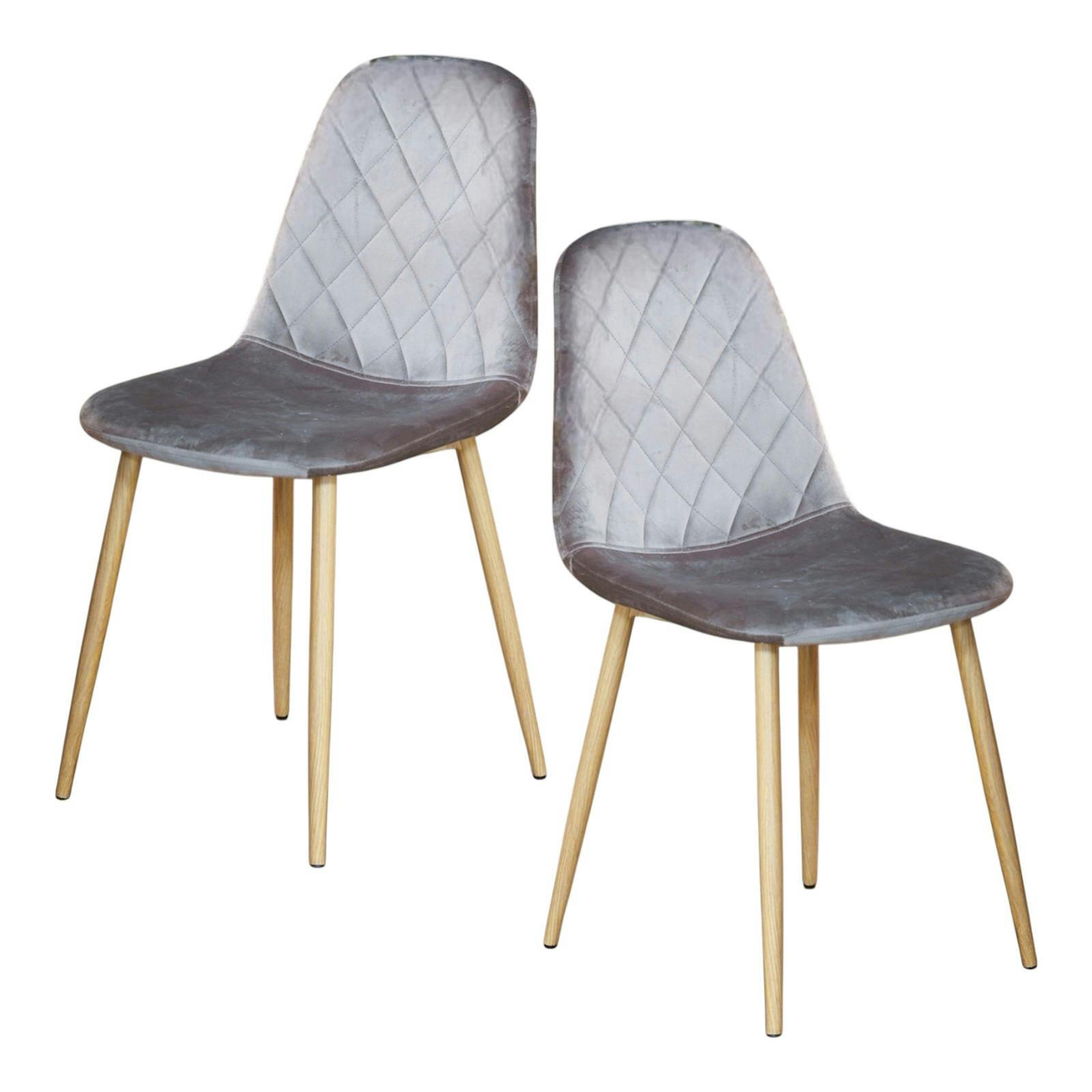 Chaise capitonnée velours gris taupe HAWAI (lot de 2)