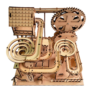 Maqueta de Madera 3D, con movimiento mecánico diseño de Pista de bolas Jungla. 250 piezas