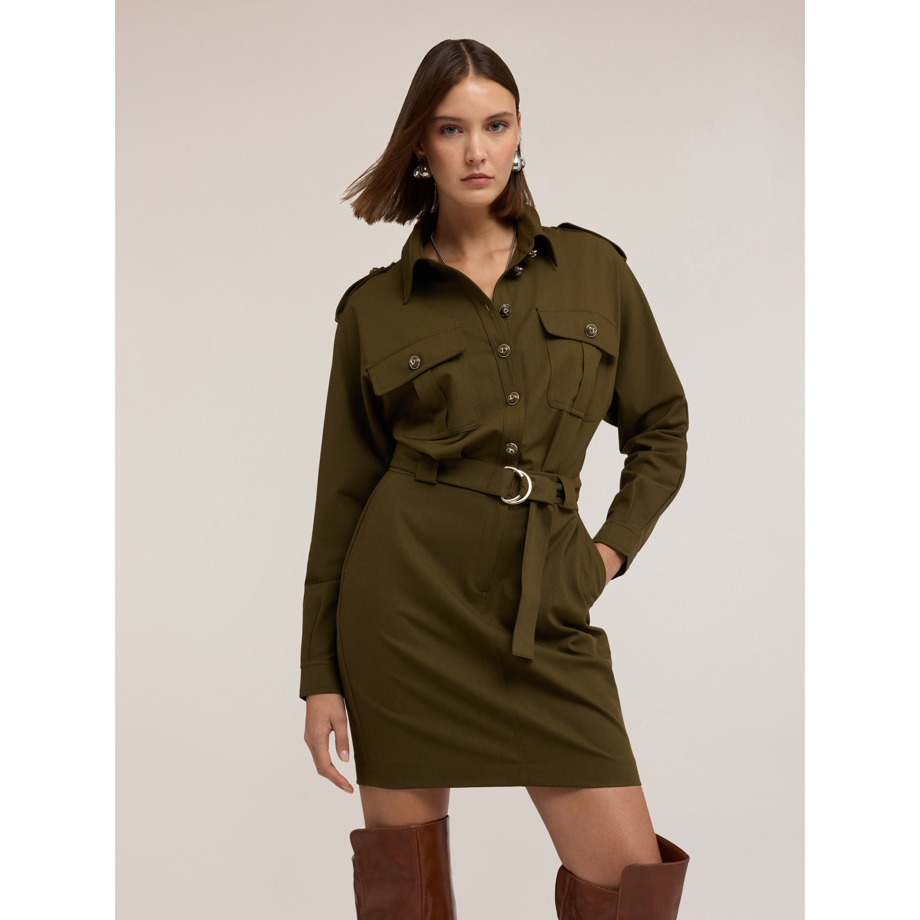 Motivi - Chemisier militar con cinturón - Verde militare