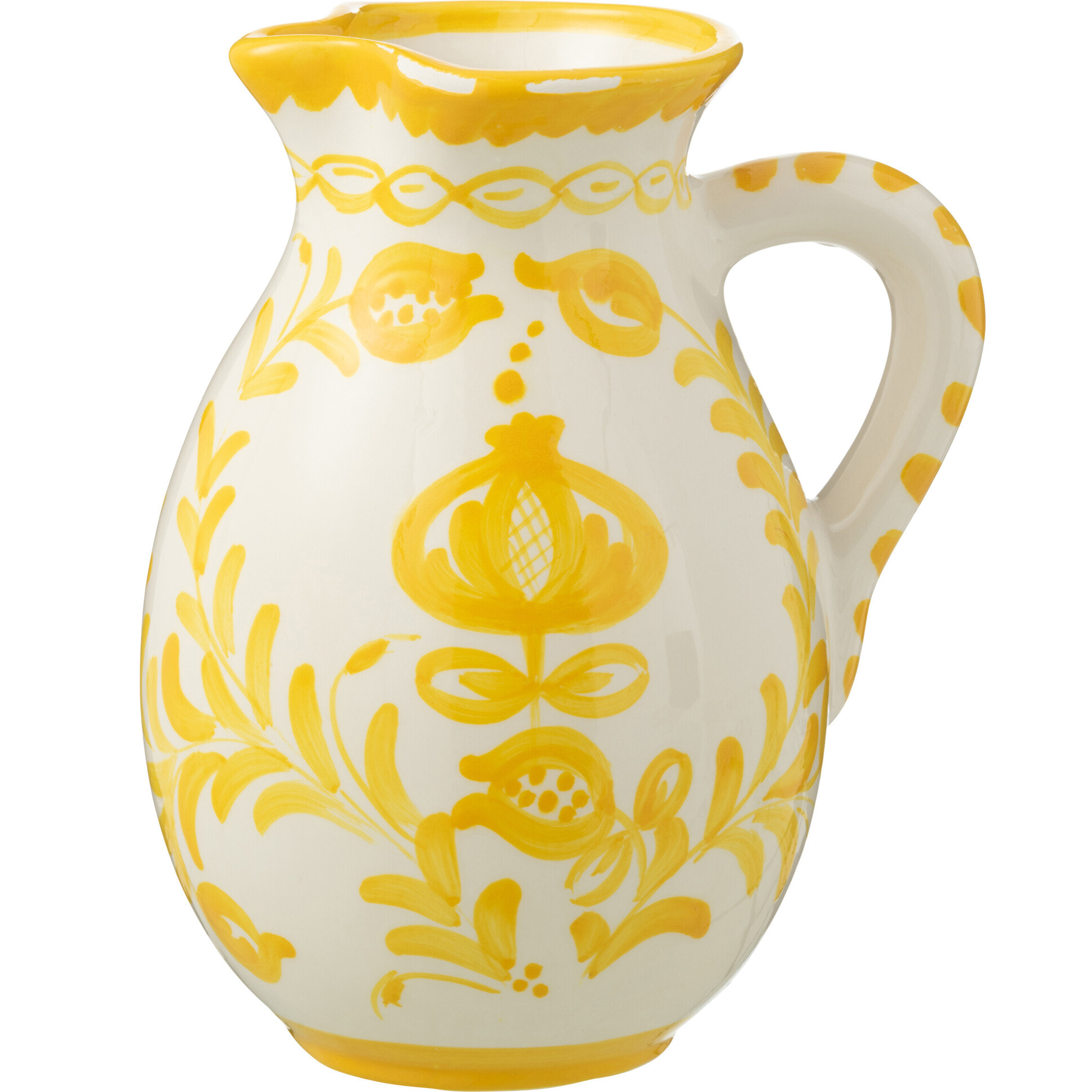 J-Line cruche Granada - céramique - blanc/jaune - large