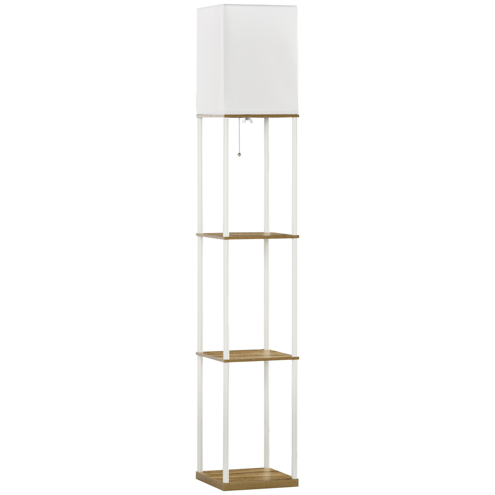 Lampadaire étagère design 26L x 26l x 159H cm 3 étagères E27 MDF blanc