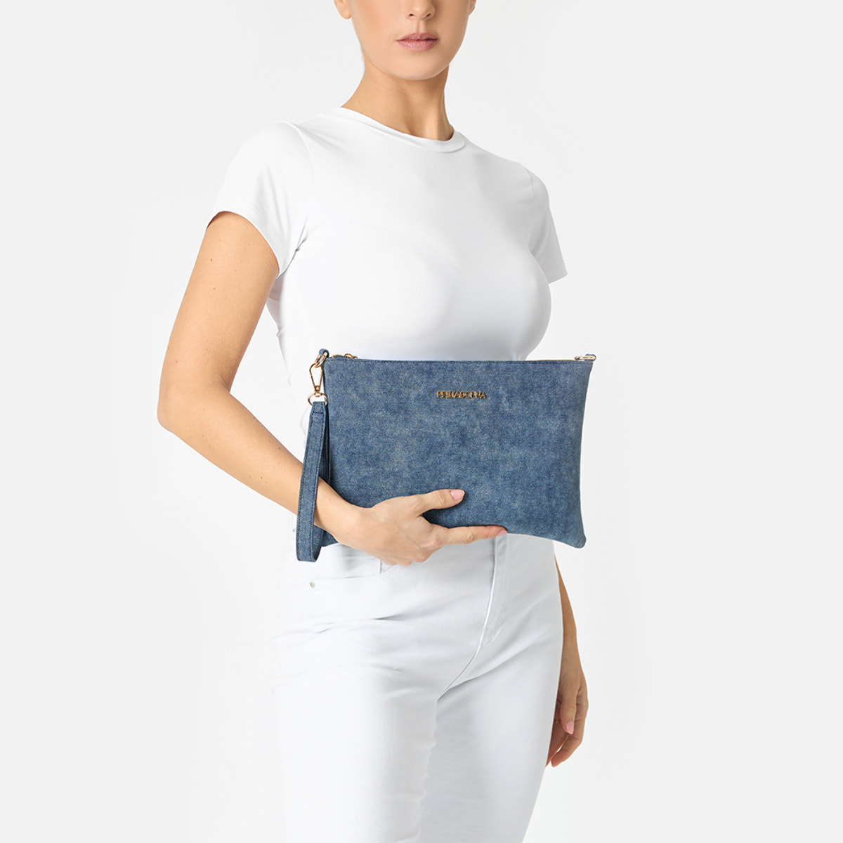 Pochette donna jeans in tessuto