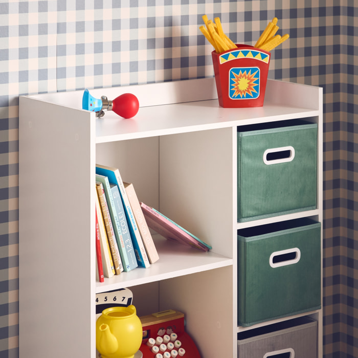 Meuble de rangement enfant 4 paniers velours CAMILLE