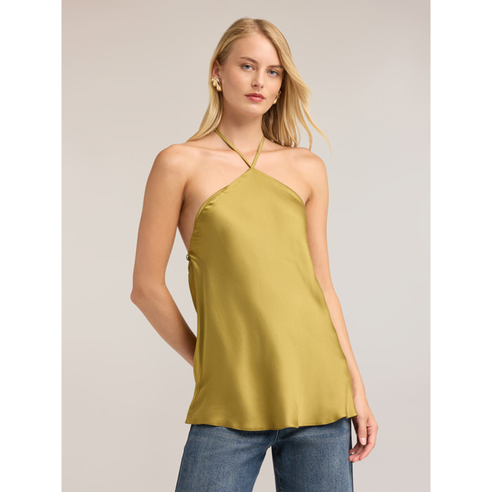 Motivi - Top in raso con scollo halter - Verde chiaro