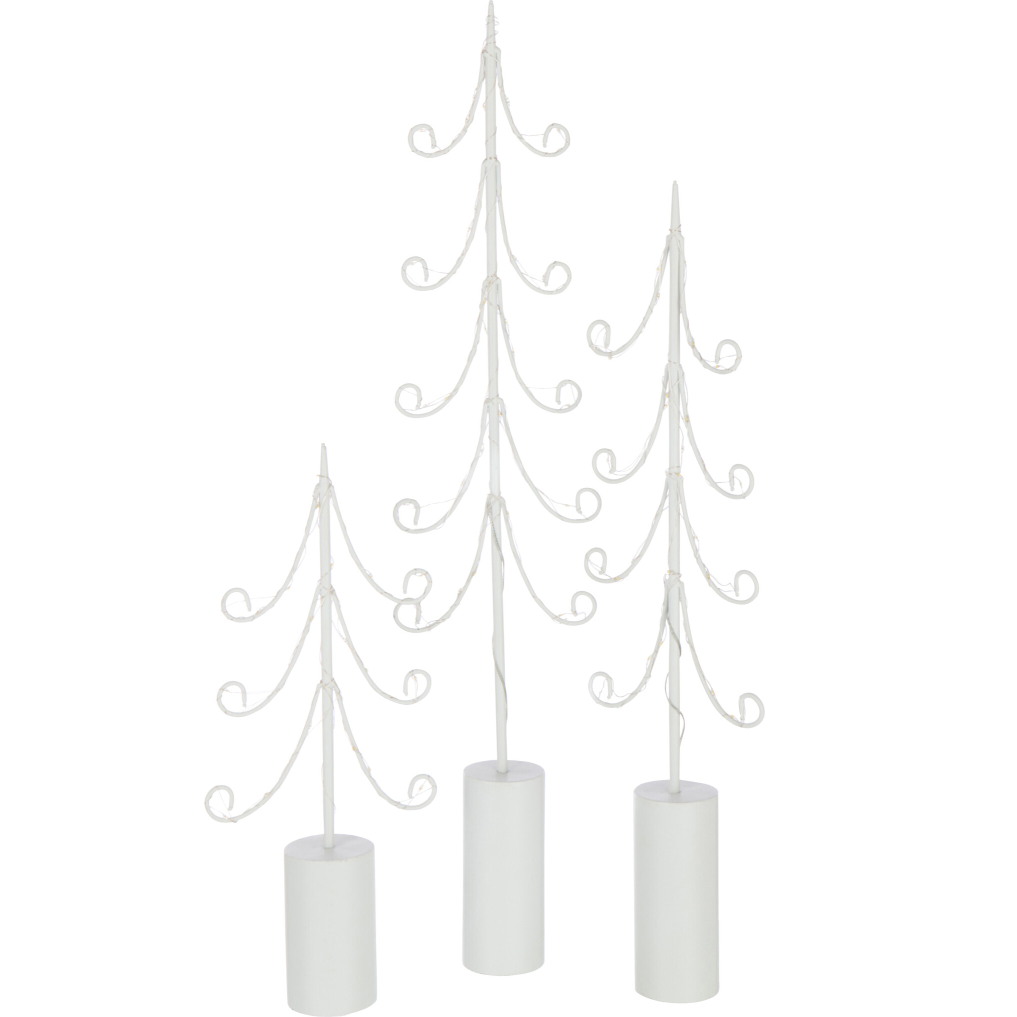 J-Line décoration Arbre Base Cylindre - fer - blanc - large - 4 pcs - LED