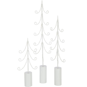 J-Line décoration Arbre Base Cylindre - fer - blanc - large - 4 pcs - LED