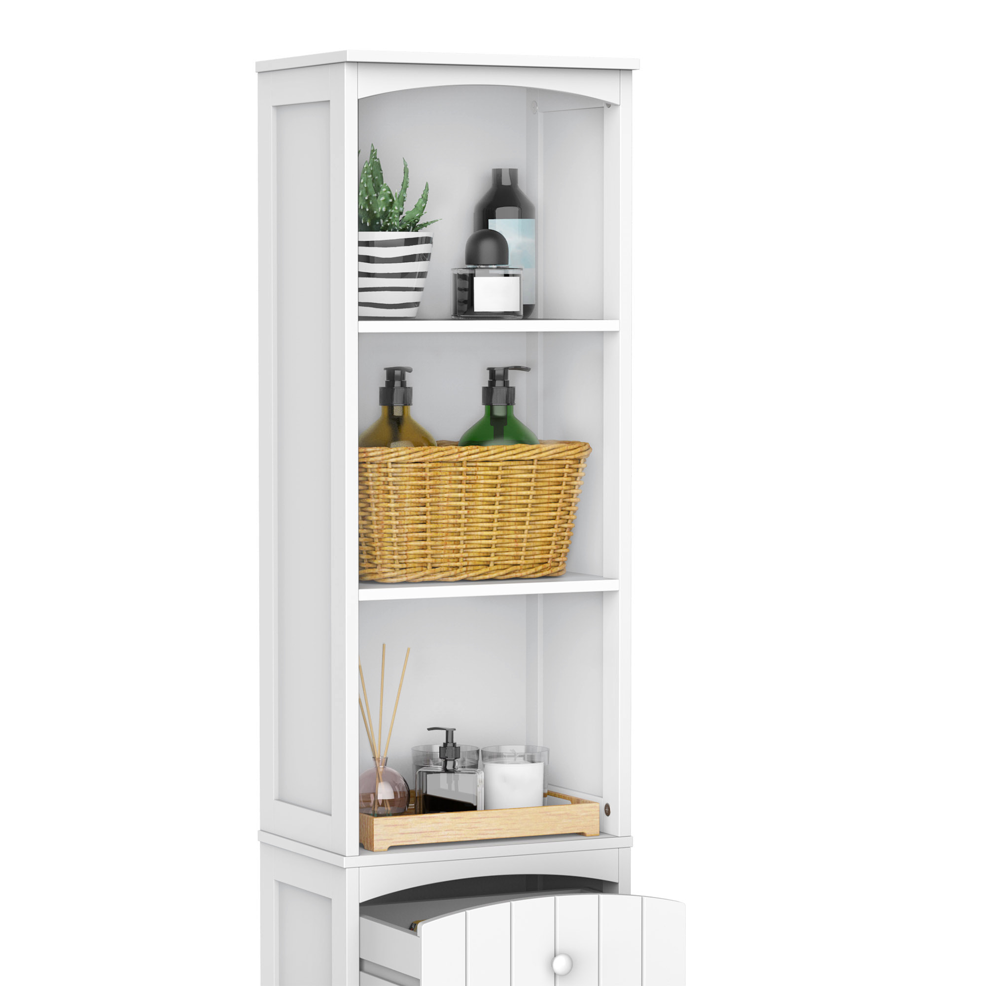 Meuble colonne de salle de bain moderne 34L x 24l x 170H cm blanc