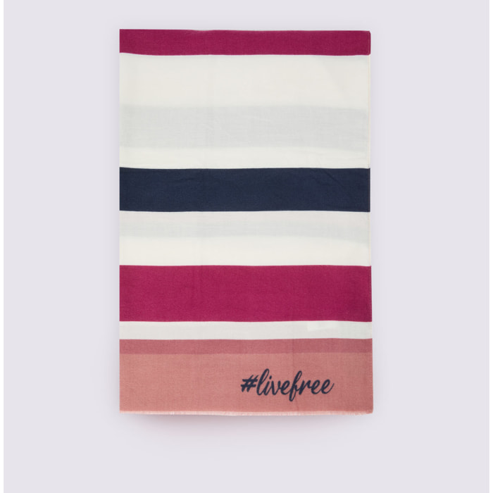 Fiorella Rubino - Sciarpa a righe con logo #livefree - Bordeaux
