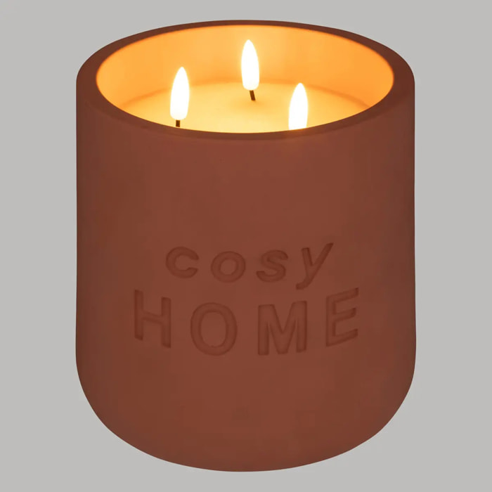Bougie LED So Cosy contenant ciment terracotta