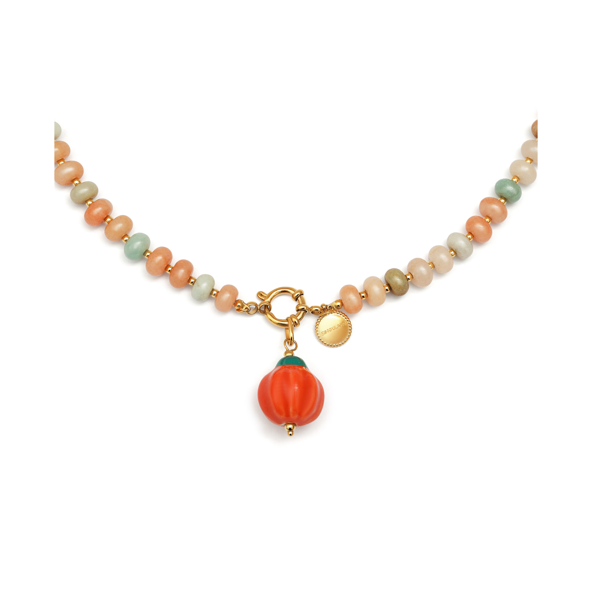 Collar Pumpkin Stones Acero Baño Oro