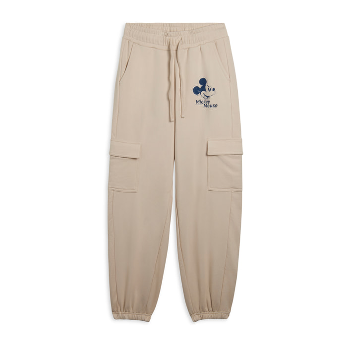 Pantaloni cargo in french terry da donna con grafica Disney