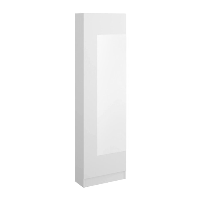 Scarpiera Arlanda, Portascarpe salvaspazio da ingresso, Mobiletto portascarpe a 1 anta a specchio, 50x27h186 cm, Bianco