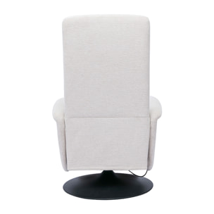 Fauteuil pivotant relax manuel en tissu chenille beige NELSON