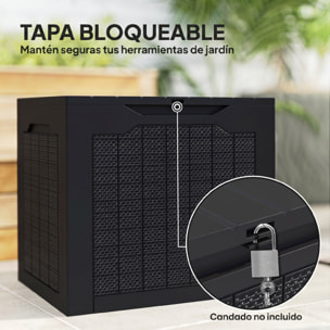 Outsunny Baúl de Almacenaje Exterior 97L Arcón de Jardín Exterior Pequeño de Plástico Impermeable con 2 Asas Integradas y Soporte para Candado 56x41x50 cm Negro