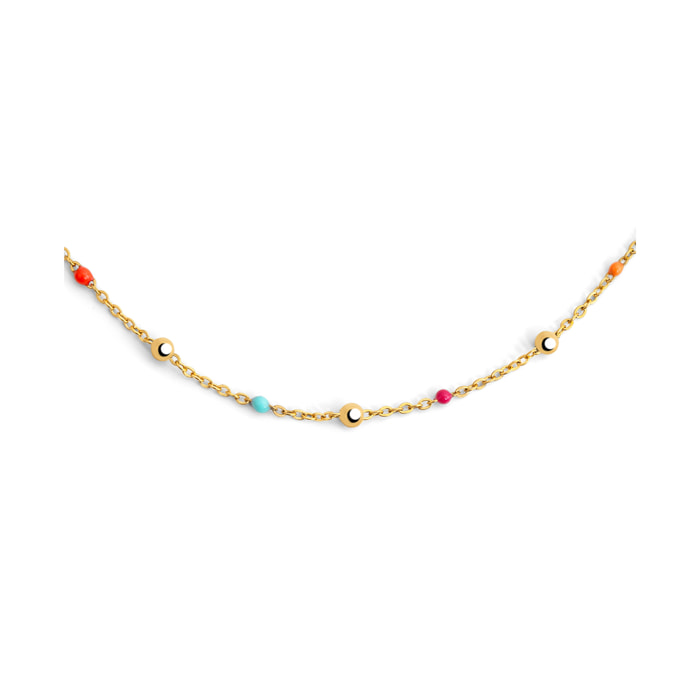 Collana Dots L Colors in acciaio placcato oro con smalto