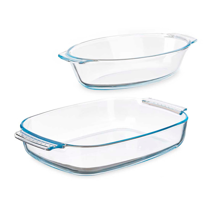SET 2 BANDEJAS BOROSILICATO 700/2000ML