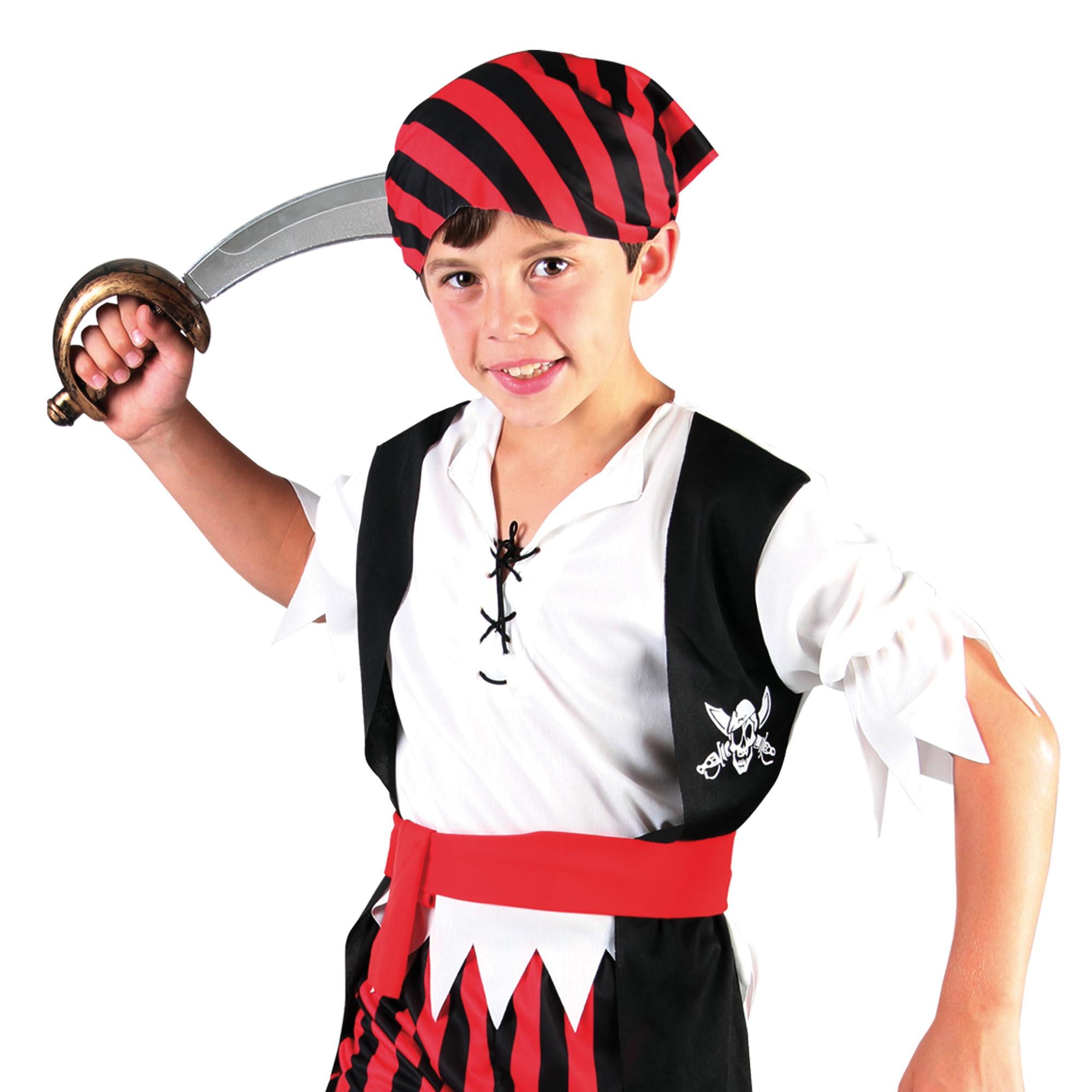 Travestimento Costume Carnevale Corsaro Pirata Rosso Nero Bianco Bambino