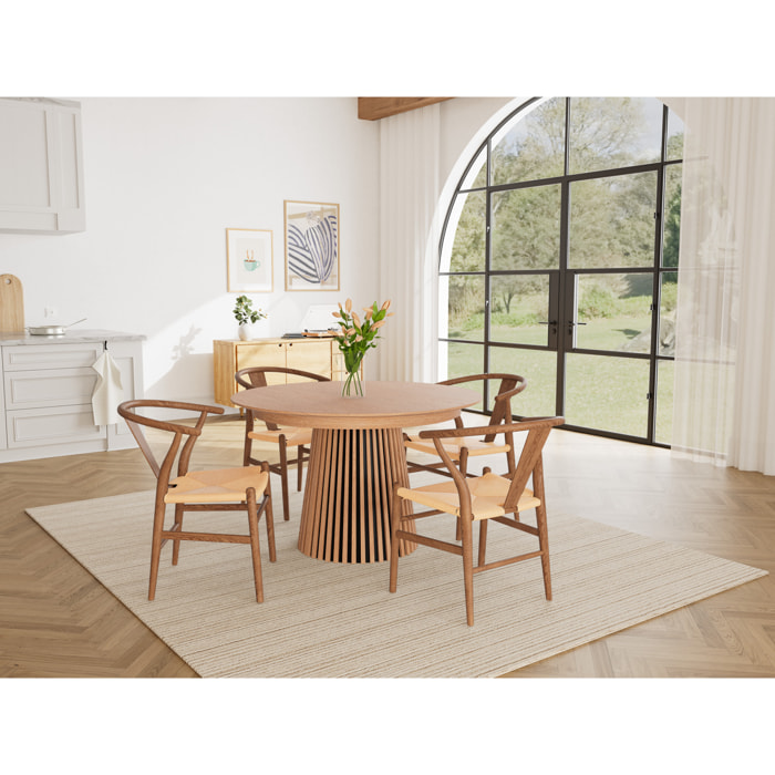 Freya - table à manger ronde extensible - effet bois - 4 à 8 personnes - Bois