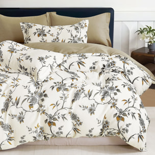 Parure housse de couette 100% percale de coton - Floraine