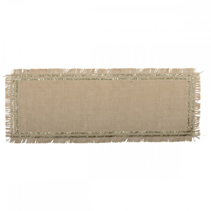 Chemin de table en toile de jute dore