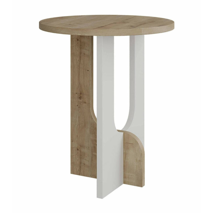 Tavolino da salotto Bret, Tavolo basso da caffè, Portariviste per divano, Ripiano da soggiorno, 40x40h47 cm, Rovere e Bianco