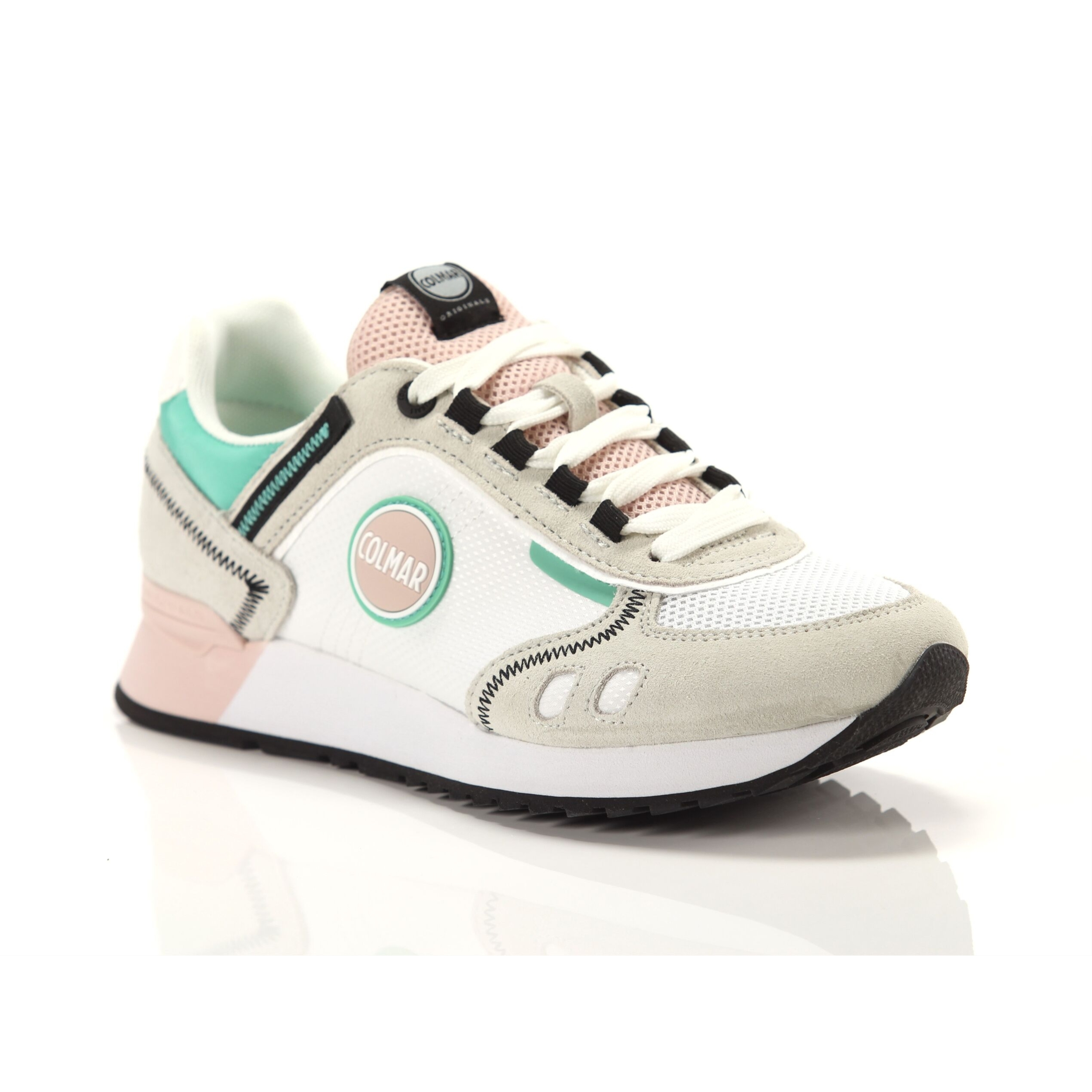 Sneakers Colmar Travis Sport Colors 127 White Pink Water Green Bianco