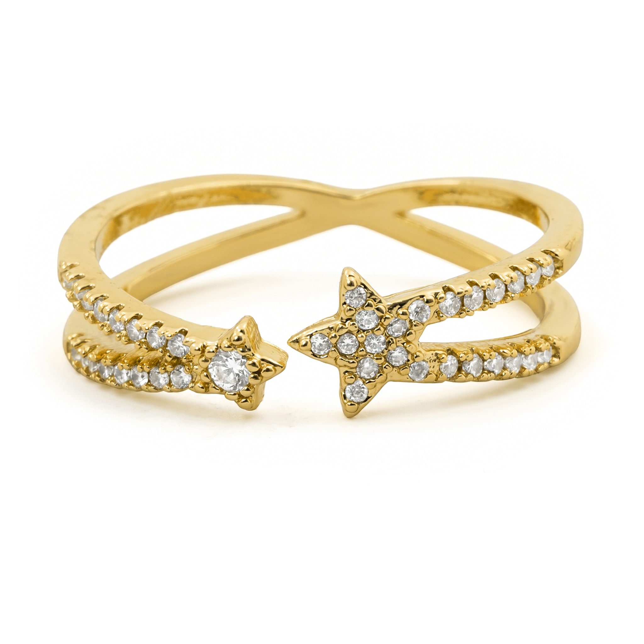 Anillo de Aleación de Metal y Circonita Brillante acabado en oro amarillo de 18k