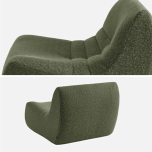 Chauffeuse tissu effet alpaca 1 place. kaki. style contemporain. L 91 x P 105 x H 72cm