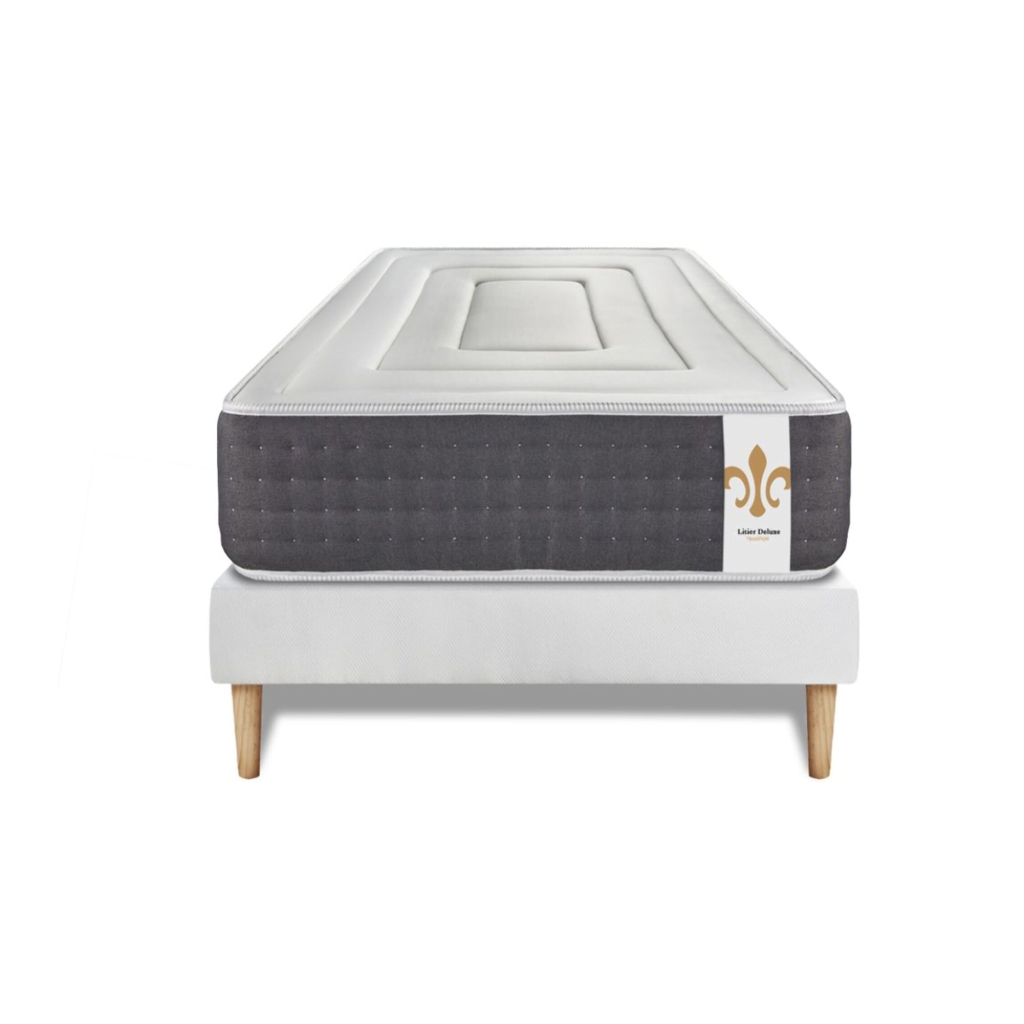 Ensemble Matelas Vingt-Six - 26cm - Ressorts ensachés et mémoire de forme - Confort 5? - Sommier Tapissier Blanc