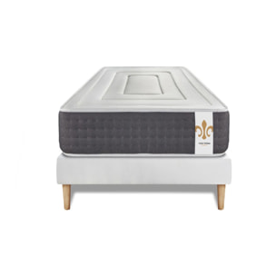 Ensemble Matelas Vingt-Six - 26cm - Ressorts ensachés et mémoire de forme - Confort 5? - Sommier Tapissier Blanc