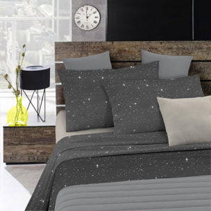 COMPLETO LETTO FASHION MADE IN ITALY MICROFIBRA- STARS GRIGIO SINGOLO