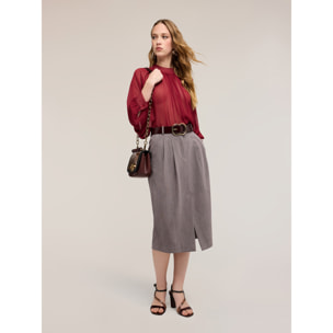 Motivi - Falda tubo longuette con pliegues - Gris