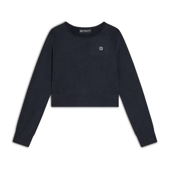 Maglia corta con maniche lunghe tessuto seamless ice wash