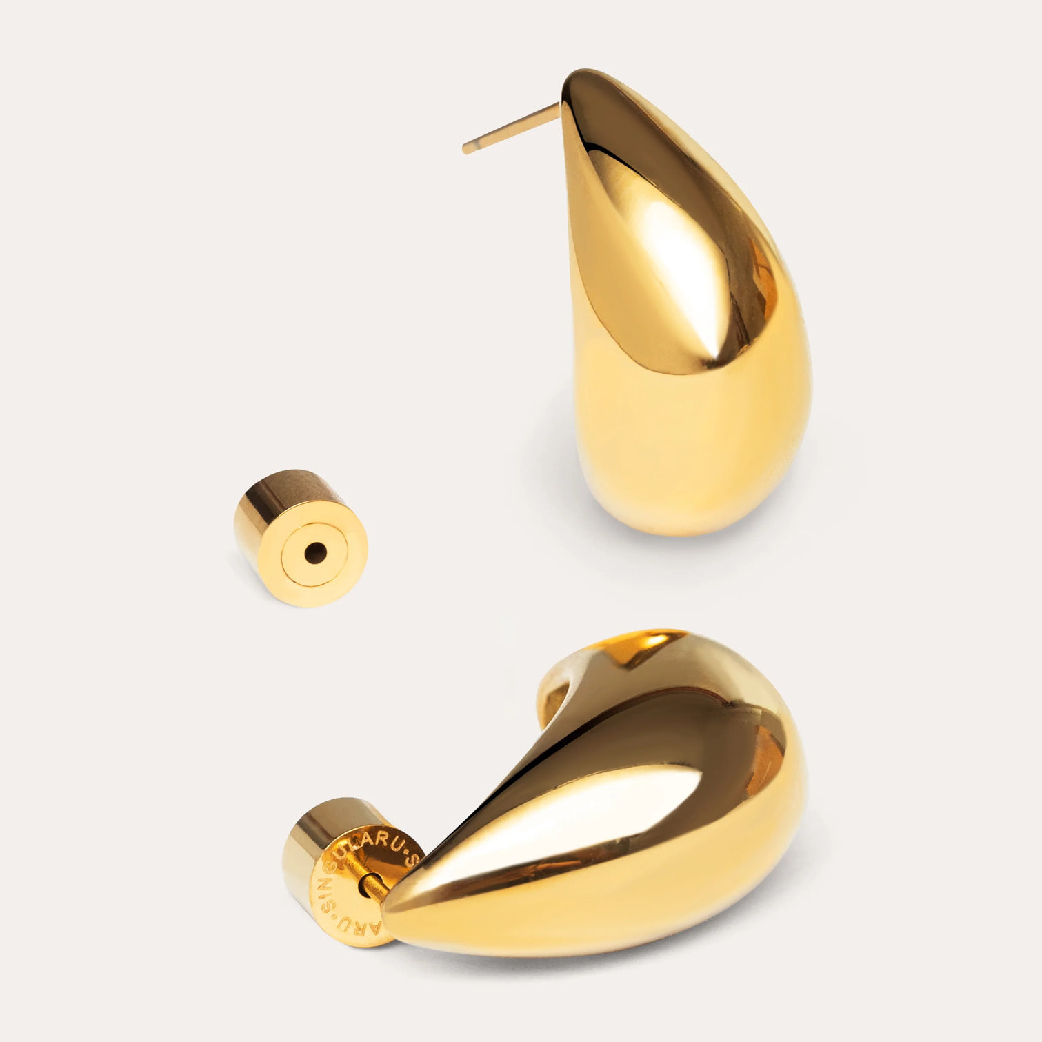 Orecchino Drop in Acciaio Placcato Oro