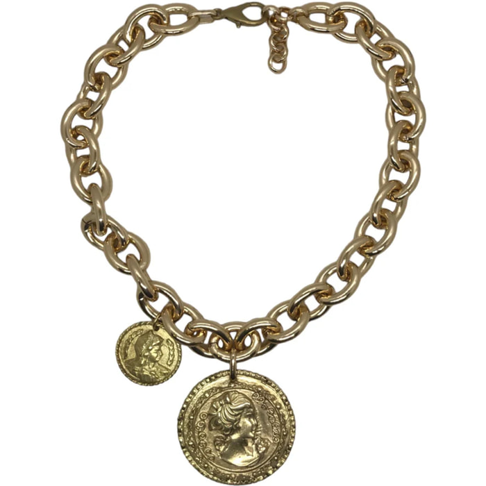 Collar dorado doble moneda irregular