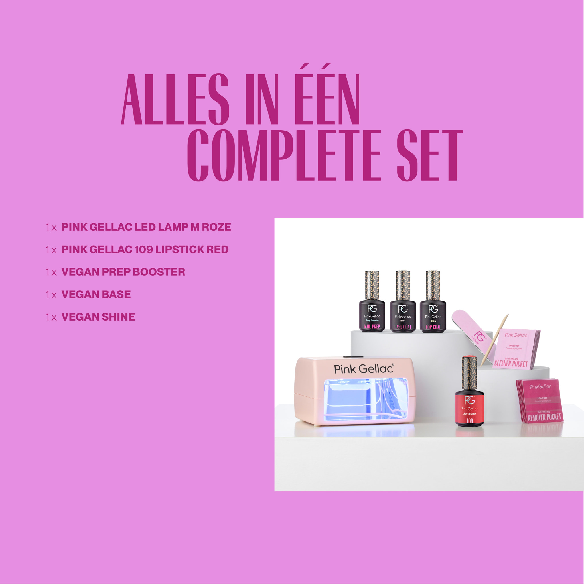 Kit de manucure avec lampe UV LED rose