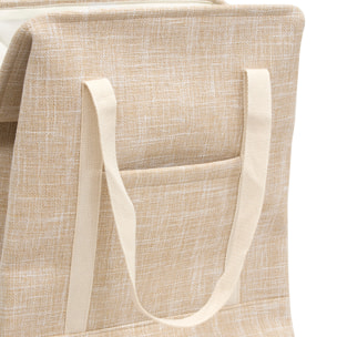 Panier à linge avec anses et poche frontale - Beige
