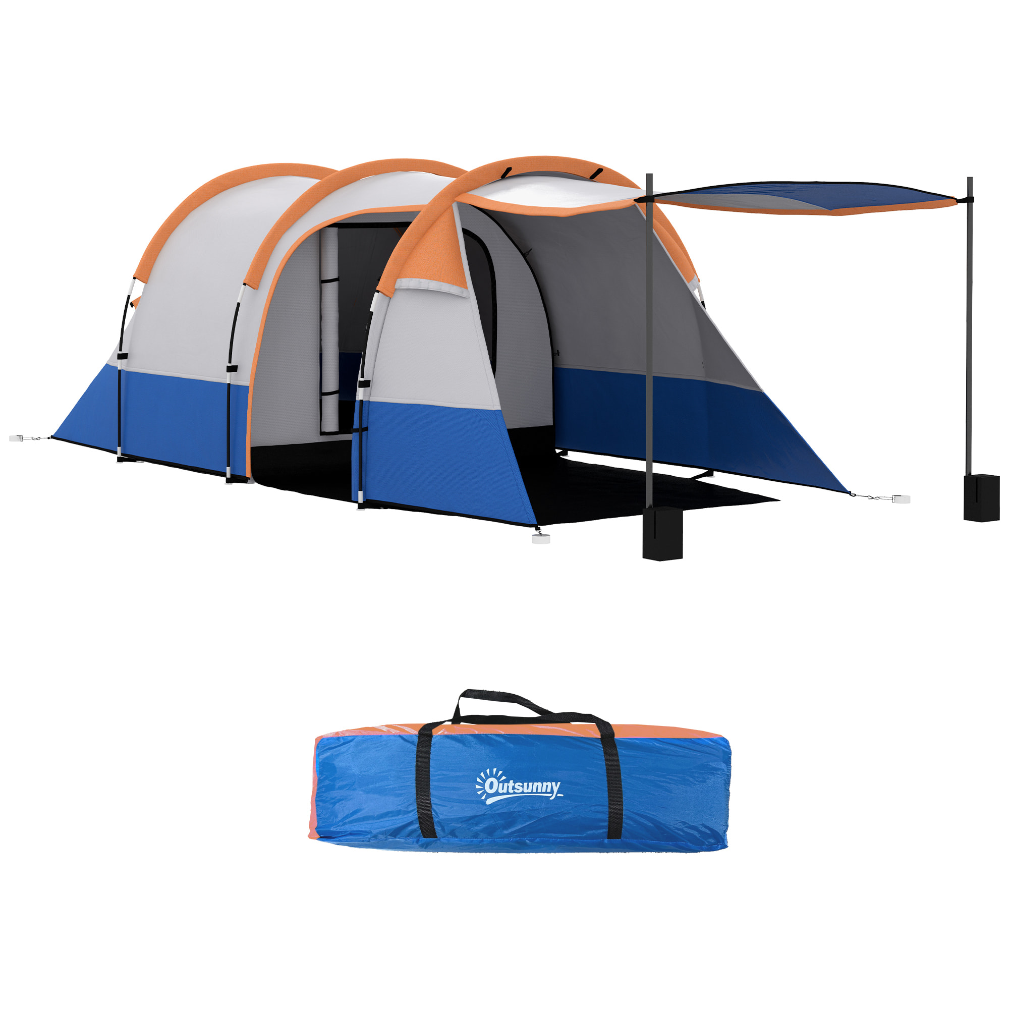Tienda de Campaña Familiar para 2-3 Personas Tienda de Camping Plegable con 2 Habitaciones y Bolsa de Transporte Impermeable para Senderismo 420x200x150 cm Multicolor