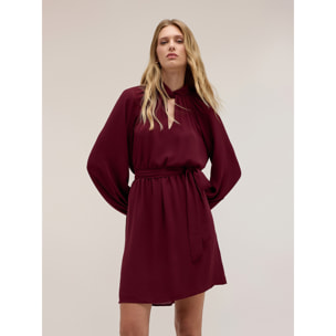 Motivi - Vestito flare drappeggiato in raso - Bordeaux