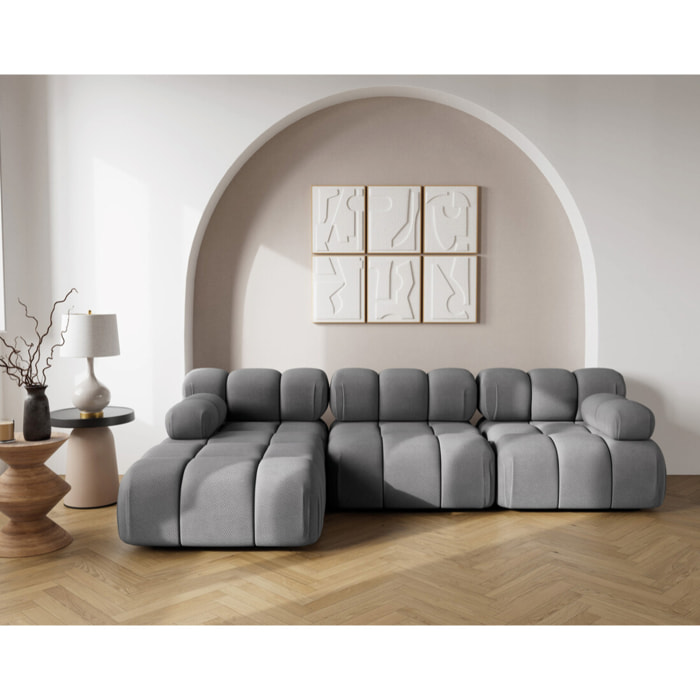 Ruby - canapé modulable d'angle gauche 4 places en velours texturé - Gris