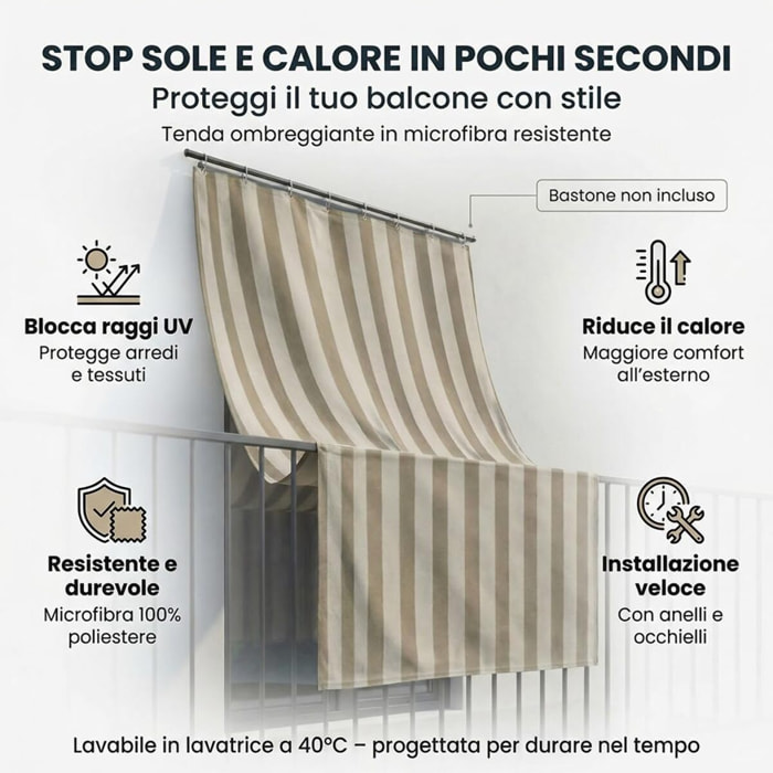 Tenda da sole a caduta in poliestere - A RIGHE TORTORA
