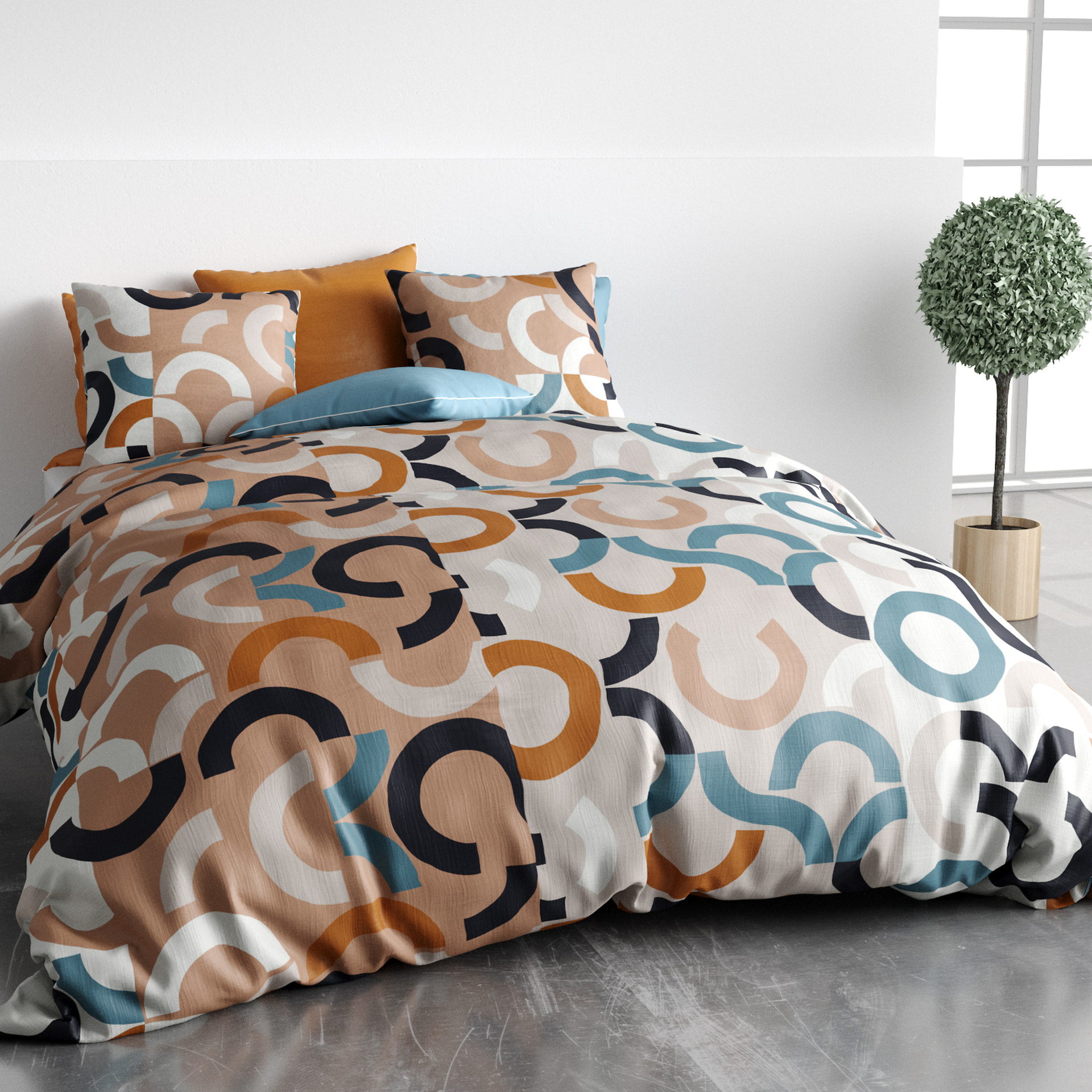 Parure Housse De Couette 3pcs 100% Coton 57fils Igor