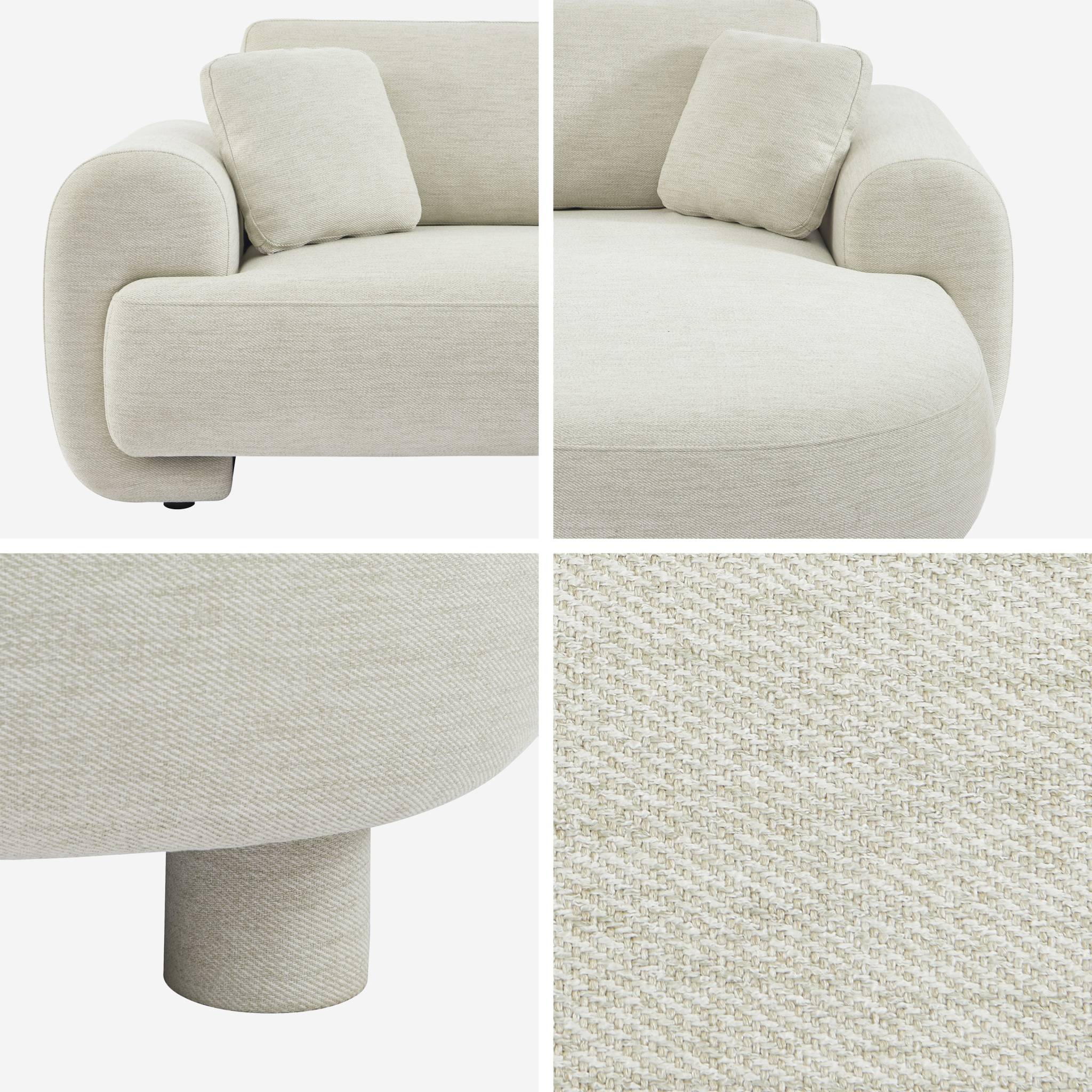 Canapé d'angle droite 3 places tissu crème. pieds ronds L 231 x P 160 / 88 cm - Zenio