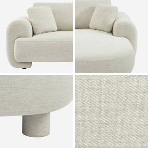 Canapé d'angle droite 3 places tissu crème. pieds ronds L 231 x P 160 / 88 cm - Zenio
