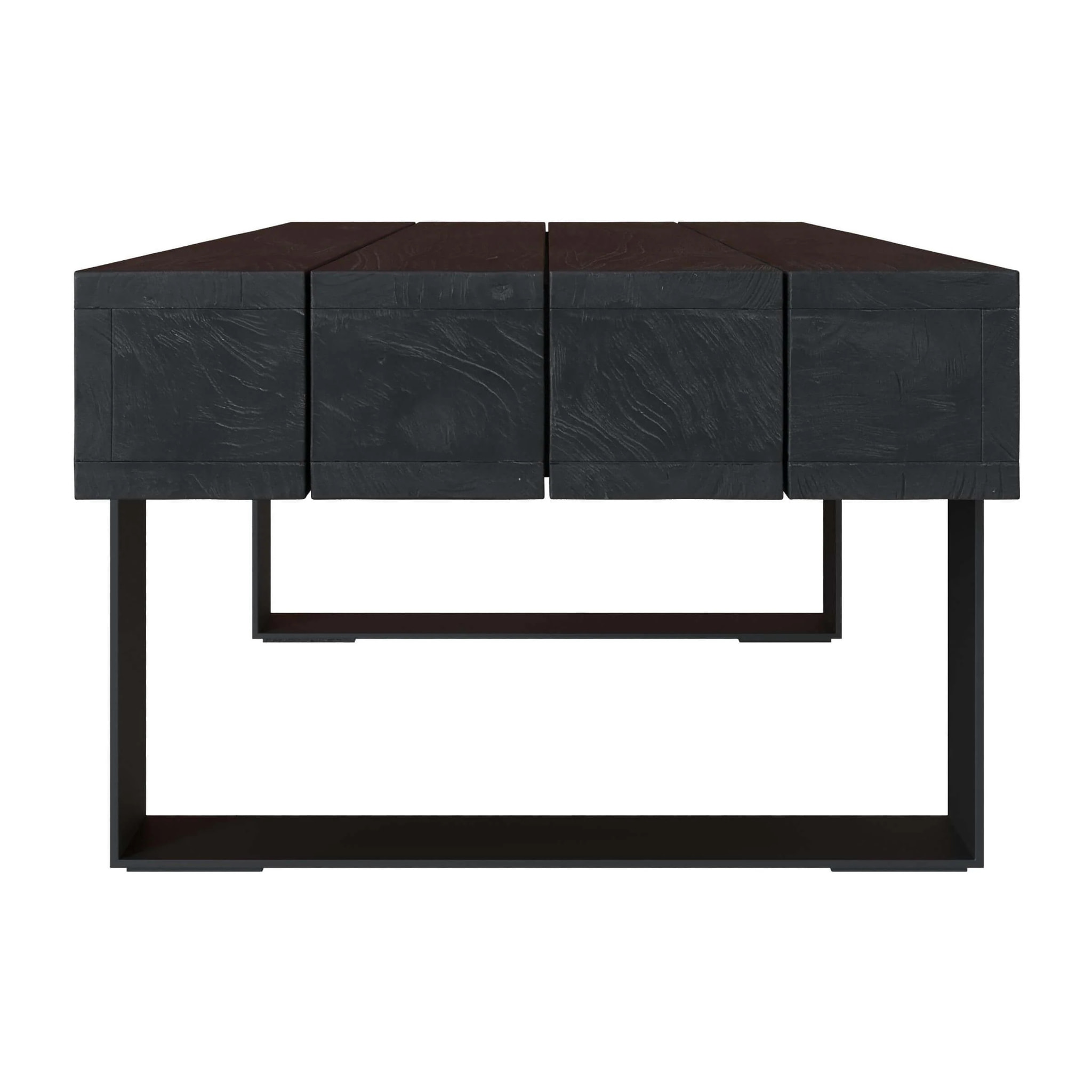 Table basse noire en bois de teck recyclé et pieds en métal - Lya