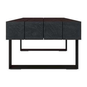 Table basse noire en bois de teck recyclé et pieds en métal - Lya